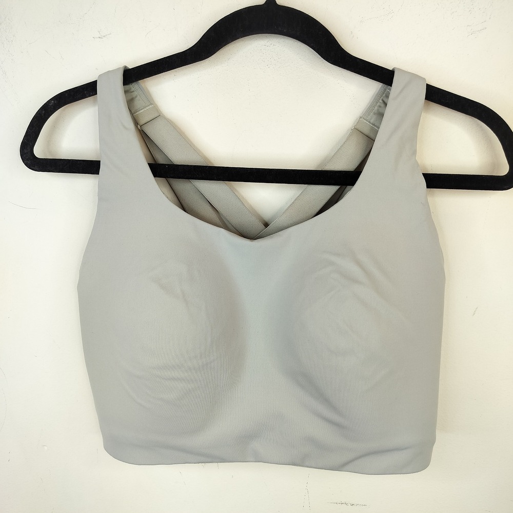 Lululemon Run Times Energy Bra 36DDD High Support Cross Back Grey